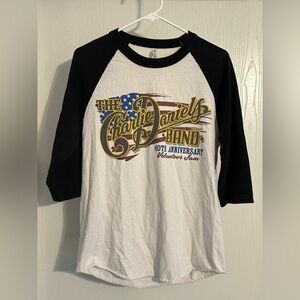 Charlie Daniel’s | Alstyle Raglan Tee - Black & White Tour Tee | Size Medium